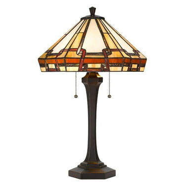 60W X 2 Tiffany Table Lamp With Pull Chain Switch With Resin Lamp Body