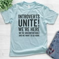 thumbnail image 2 of Kids Introverts Unite Shirt, Youth Kids Boy Girl T-Shirt, Uncomfortable And We Want To Go Home T-shirt Nerdy Tee, Light Blue, Medium, 2 of 4