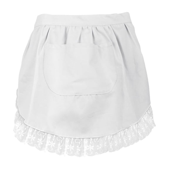 Zxpjkyu Waist Apron Lace Half Apron for Women Girl,Waitress Apron Server Aprons for Cafe White