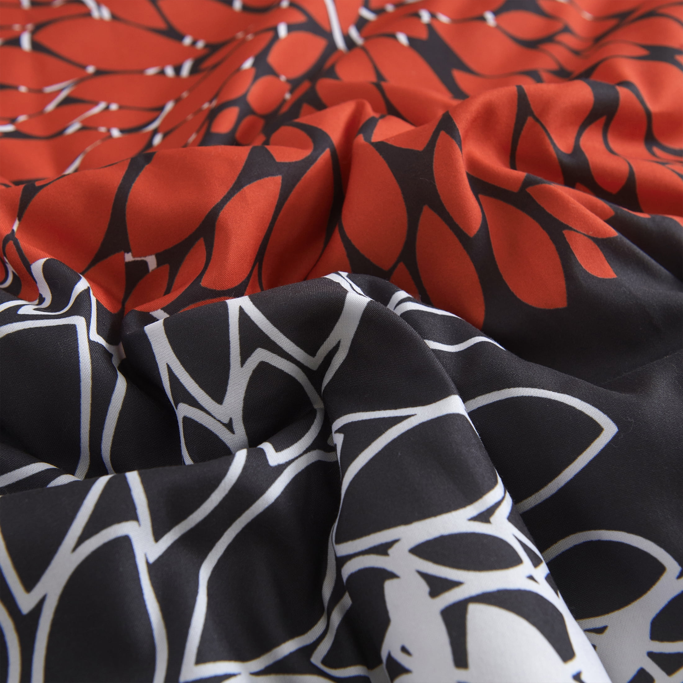 Koniroom Red and Black Floral Comforter Set Queen Size, Modern Bedding for Women