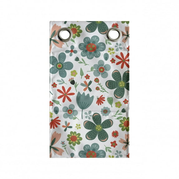 Spring Hanging Pocket Organizer, Pattern with Folk Flowers, Printed Polyester Storage Bag with Pockets, 9" x 16", Teal Vermilion