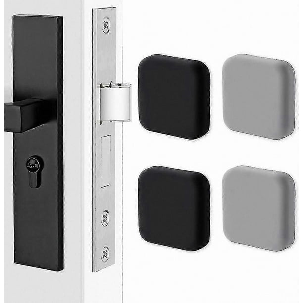 Silicone Door Handle Protectors, Square Wall Guards, Silent Buffer Stopper (2 Black, 2 Gray)