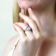 thumbnail image 5 of BERRICLE Sterling Silver Halo Wedding Engagement Rings Step Emerald Cut Cubic Zirconia CZ Wishbone Ring Set for Women, Rhodium Plated Size 5, 5 of 16