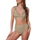 thumbnail image 1 of INSPIRAR CHIC Conjunto de Bikini de Mujer con Volantes, Escote en V, Tirantes Anchos, 2 Piezas, Top con Cinta Ajustable en la Espalda y Parte Inferior Triangular, Mediano, Leopardo Marrón, 1 of 5
