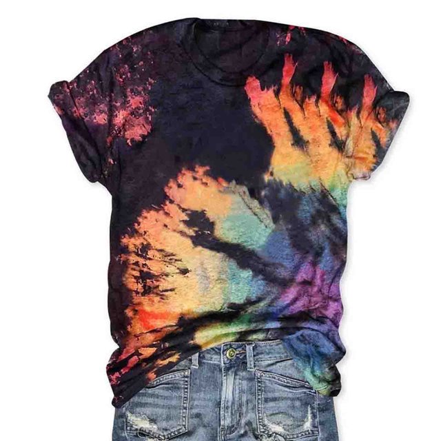 DPTALR T-Shirt à Col Rond Imprimé Numérique à Manches Courtes pour Femmes