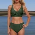 thumbnail image 4 of Kcodviy Women High Waisted Bikini Plus Size Bathing Suits for Women Shorts Push Up Two Piece Swimsuits Vintage Swimsuit Two Piece Retro Ruched High Waist Print Bikini Set, 4 of 6