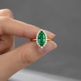 thumbnail image 3 of Emerald Moissanite Halo Ring, Sterling Silver Marquise May Birthstone Ring, 3 of 4