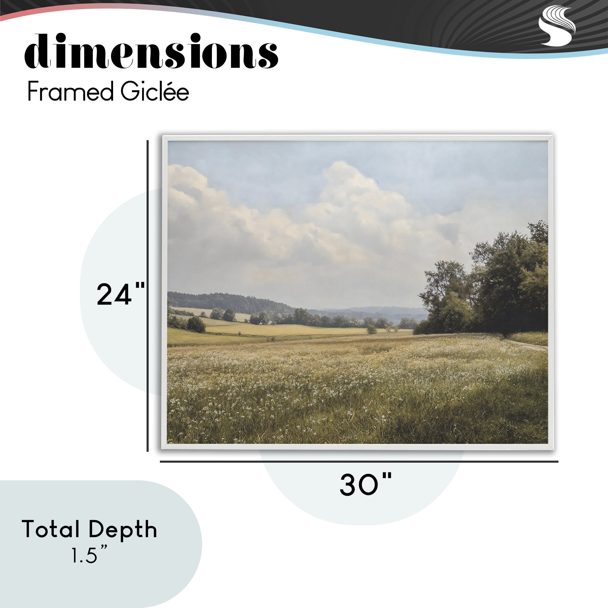 Stupell Industries Summer Landscape Cloudy Meadow White Framed Giclee Art, design by Franklyn Gregory
