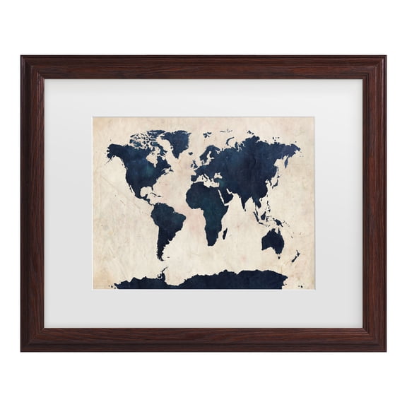 Trademark Fine Art 'World Map -Navy' Canvas Art by Michael Tompsett