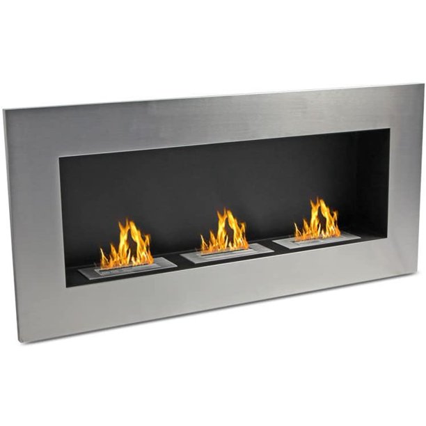 Wolfire Ventless 59" Wall Mount Fireplace Ethanol Heater w/Stainless 3
