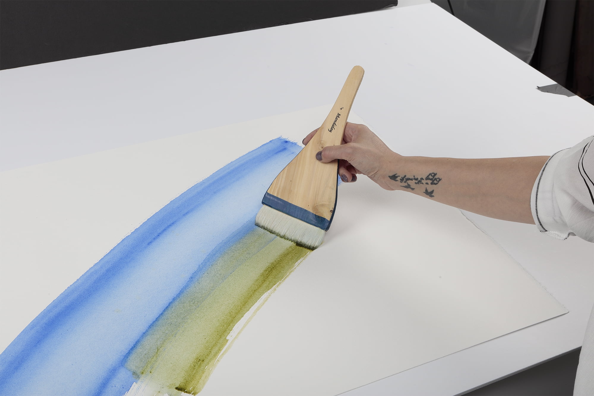 Creative Mark Mandalay Professional Goat Hair Hake Brush - 2" Wide Paint Brush with Paddle Handle for Professional Artists - Soft Natural Bristles Ideal for Sumi-e and Color Washes