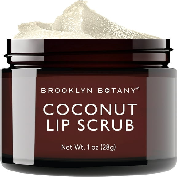 Brooklyn Botany Lip Scrub Exfoliator 1 oz – Lip Moisturizer for Dry Lips and Chapped Lips – Gentle Lip Exfoliator for Smooth and Brighter Lips – Coconut Flavor