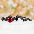 thumbnail image 2 of Pear Cut Ruby & Black Diamond Wedding Ring Set in 14k Black Gold Vermeil - July Birthstone - Twig Branch Engagement Ring, 2 of 6