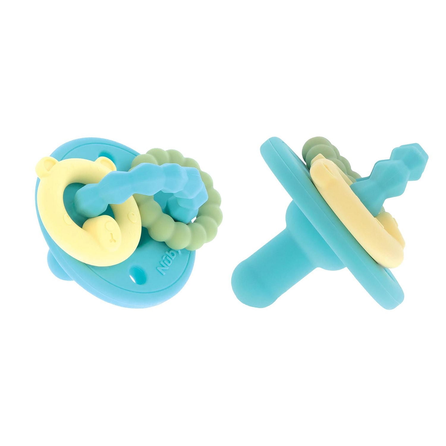 Nûby™ Charms™ Pacifier & Teether, 100% Soft Silicone - Aqua