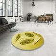 thumbnail image 4 of Ahgly Company Machine Washable Indoor Round Transitional Bold Yellow Area Rugs, 7' Round, 4 of 7