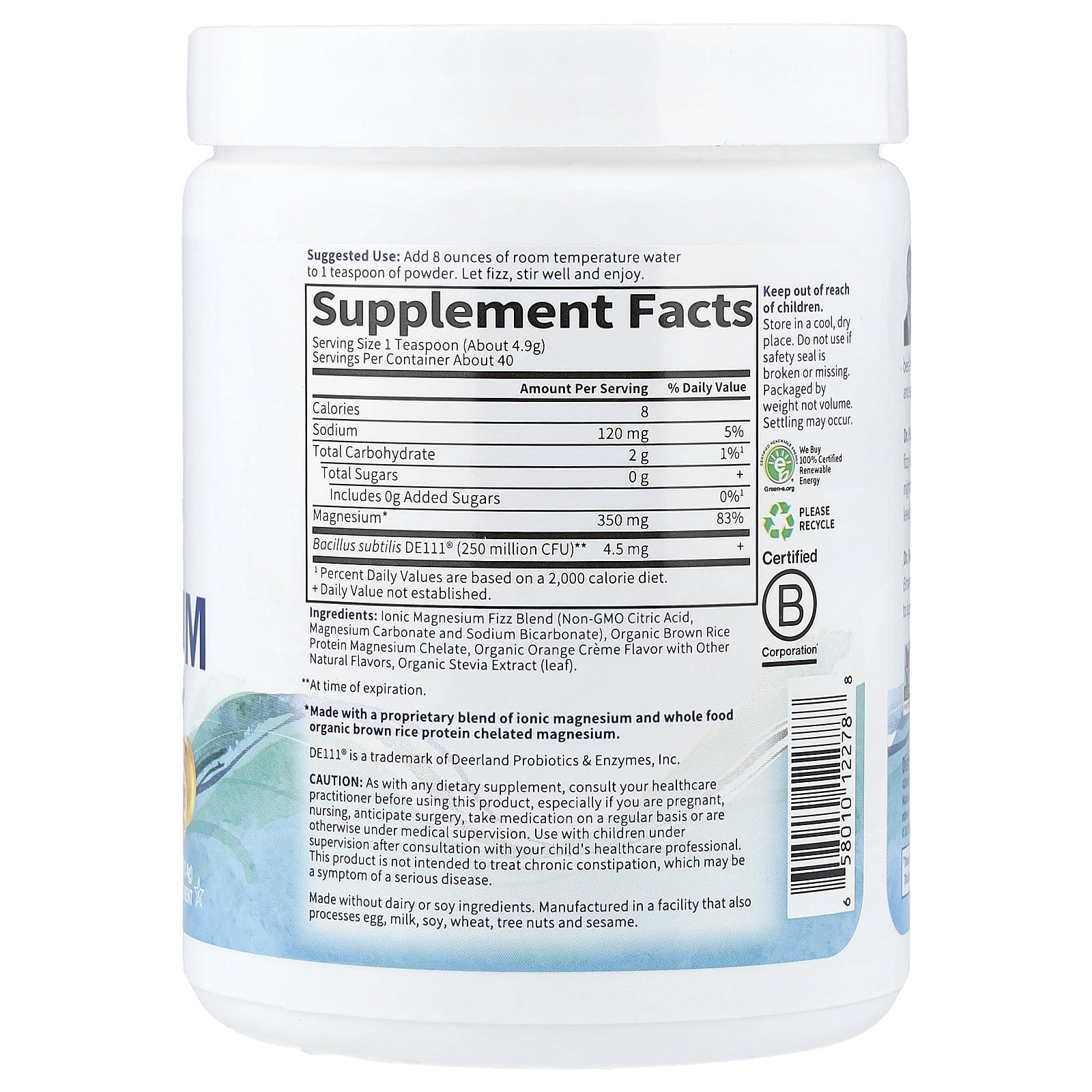 Garden of Life - Dr. Formulated Whole Food Magnesium Drink Powder Orange - 7 oz.