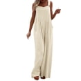 thumbnail image 2 of Lisingtool Womens Overalls Women's Fashionable Ethnic Style Solid Color Button Strap Jumpsuit Wide Leg Pants Jumpsuits for Women Dressy White, 2 of 4