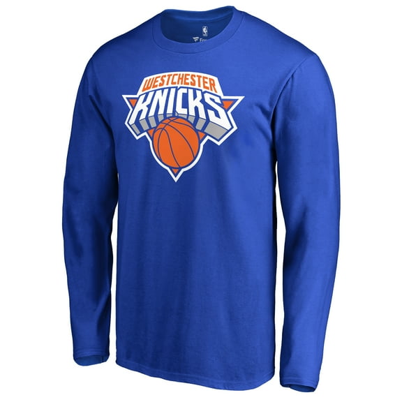 Men's Westchester Knicks Royal Westchester Knicks Primary Logo Long Sleeve T-Shirt
