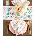 thumbnail image 5 of Contemporary Home Living Rabbits and Eggs Easter Table Runner with Tassels - 72" - White and Teal, 5 of 8