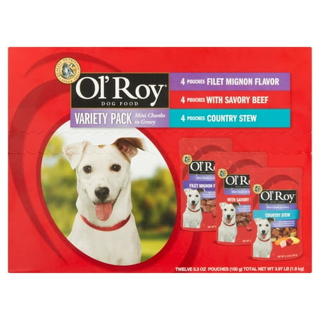 Ol' Roy Mini Chunks in Gravy Wet Dog Food Variety Pack: Filet Mignon, Savory Beef & Country Stew, 3.97 lb, 12 (Best German Food In Houston)