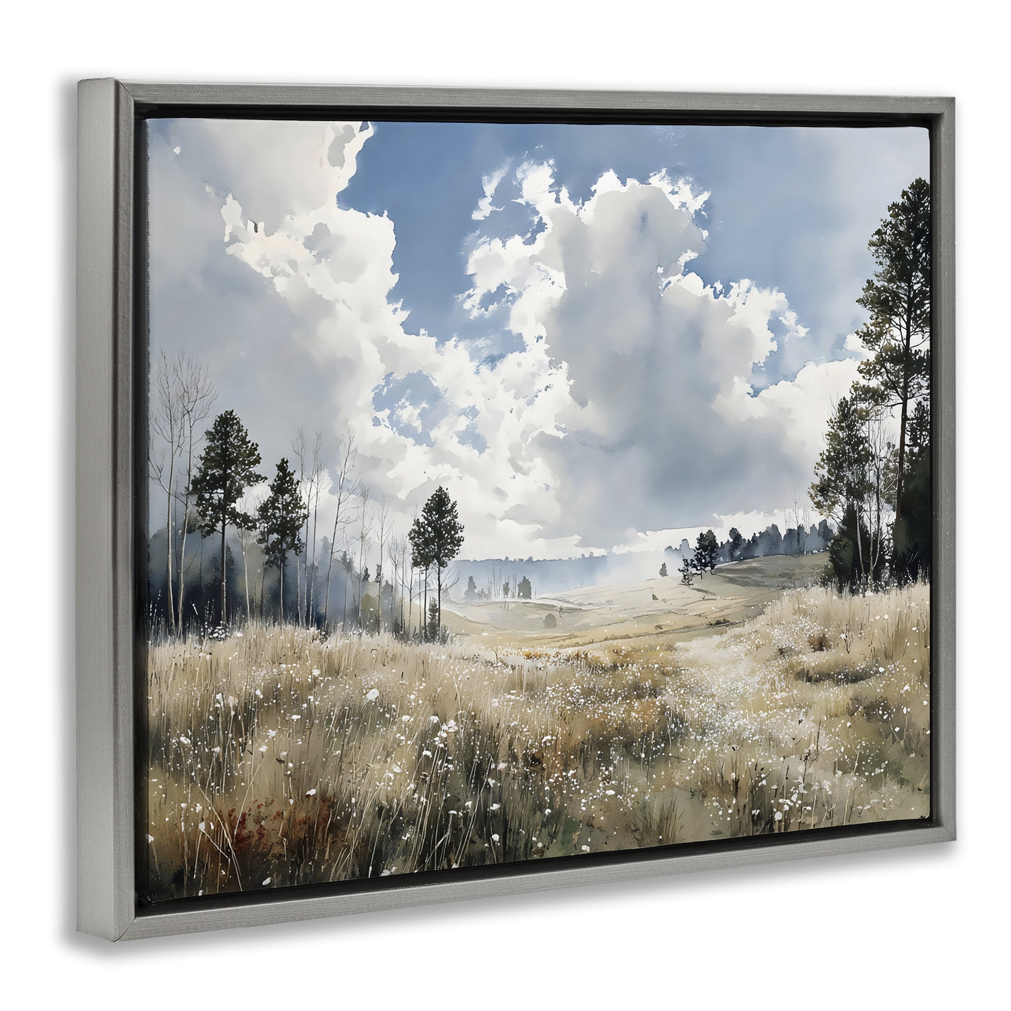 Stupell Industries Blue Kissed Landscape Gray Framed Floater Canvas Wall Art, design by Franklyn Gregory