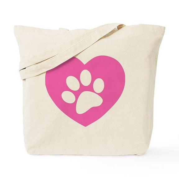 CafePress - Heart Paw Print Tote Bag - Unisex Canvas Tote Bag, Beige, 1-Piece