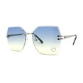 thumbnail image 2 of Womens Rhinestone Heart Lens Bling Rimless Butterfly Chic Sunglasses Silver Blue Yellow, 2 of 4