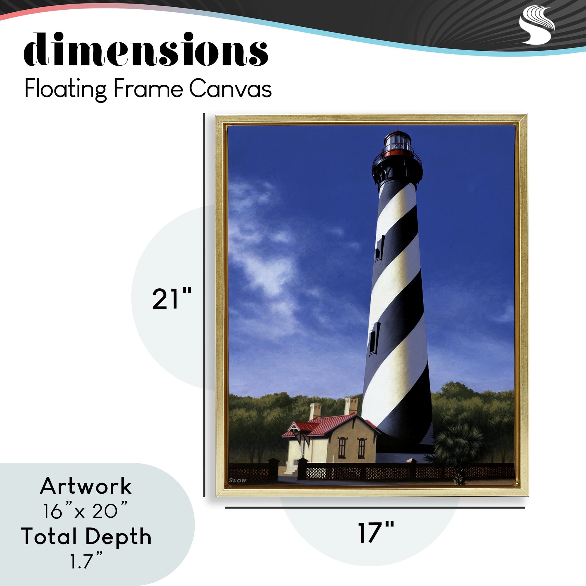 St. Augustine Lighthouse Gold Framed Floater Canvas Wall Art, design by Wind River Studios