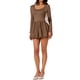 thumbnail image 2 of INSPIRE CHIC Vestido Mini para Mujer con Escote Redondo, Mangas Largas, Ajustado, Falda Burbuja, Vestido de Cóctel Corto Talla S Color Caqui, 2 of 6