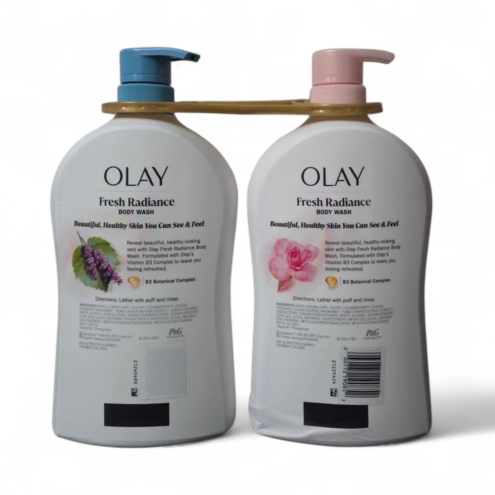 Olay Fresh Radiance Body Wash Twin Pack, Rose Water & Sweet Nectar + Birch Water & Lavender, 35 fl oz Each