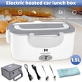 thumbnail image 2 of MDHAND 1.5L Electric Lunch Box, 12V/24V/110V Portable Food Warmer, 304 Stainless Steel, Leak Proof, with Fork & Spoon, 2 of 7