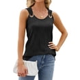 thumbnail image 3 of SLADYGLO Women Crew Neck Sleeveless Circular Shoulder Strap Texted Tank Top, 3 of 7