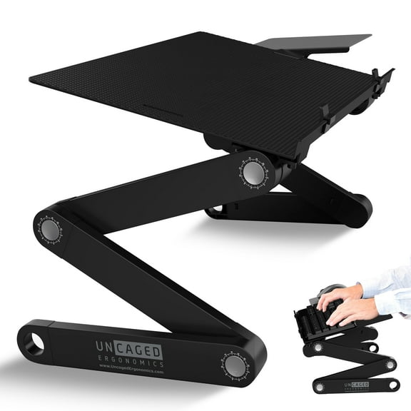 Adjustable Keyboard Stand and Mouse Tray – WorkEZ Aluminum Ergonomic Keyboard Riser for Desk or Standing Setup, Negative Tilt Keyboard Shelf for Comfortable Typing (Black)