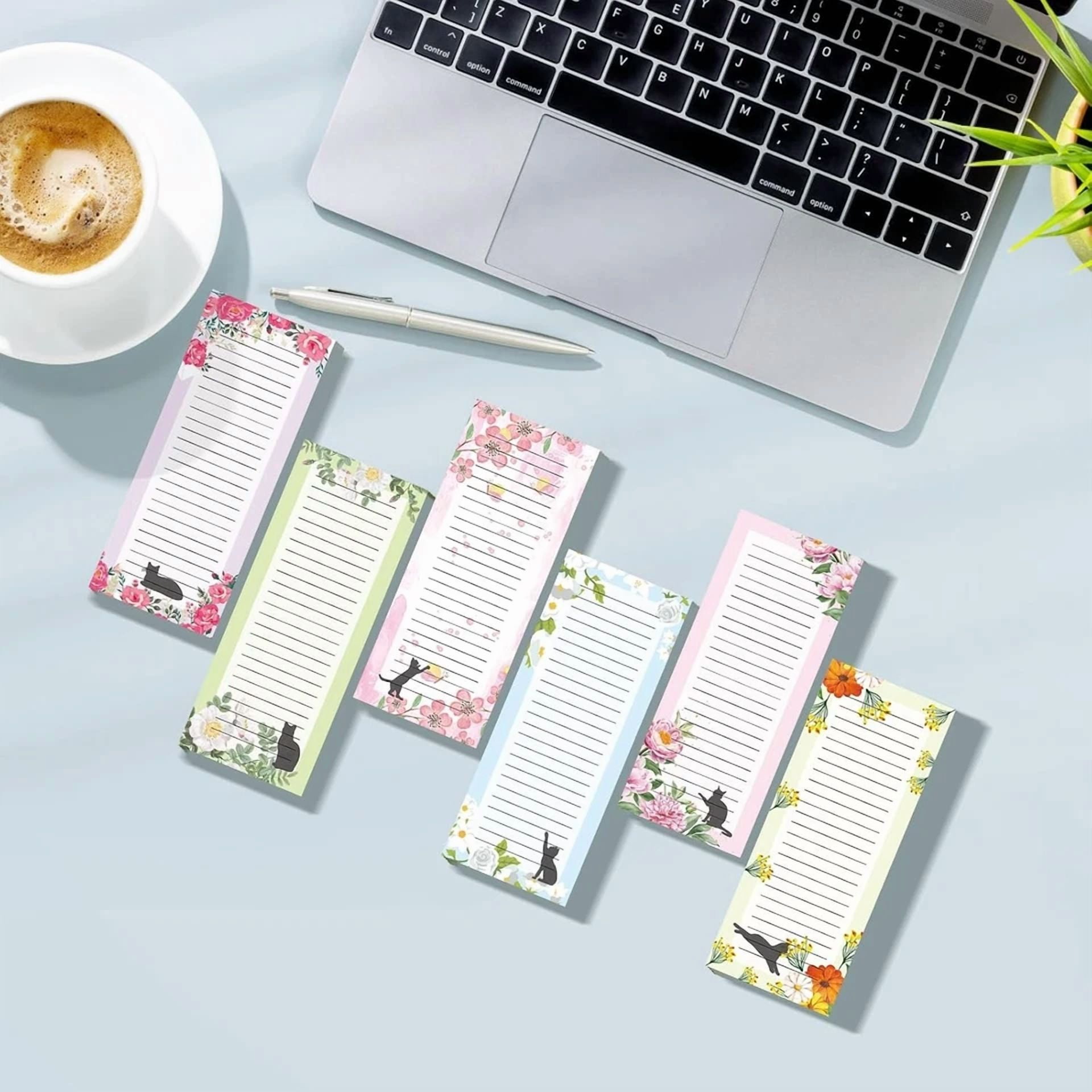 BUTTERFLY- 6 Pack Magnetic Notepads For Refrigerator, Grocery List Shopping To-Do...