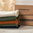 thumbnail image 7 of NEXHOME PRO Boho Throw Pillow Covers for Couch Set of 2 26"x26", Handmade Decorative Linen Pillow Covers Shams for Sofa, Living Room, Farmhouse Fringed Cushion Covers, Olive Green (NO Insert), 7 of 7