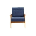 thumbnail image 4 of Accent Armchair, Mid-Century Leisure Chair with Solid Wood Armrest and Feet, Living Room Chair Side Chair with Padded Cushion, Single Sofa Chair Lounge Chair, for Living Room Studio, Navy Linen, 4 of 7