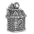 thumbnail image 1 of Sterling Silver 18" 1.2mm Box Chain 3D Square Beach Sand Castle Pendant Necklace, 1 of 2