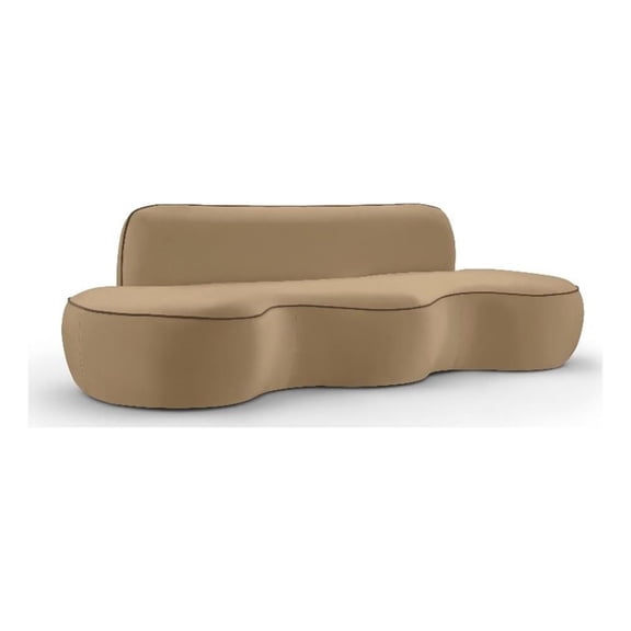 Bowery Hill Contemporary 101" Beige Durable Velvet Upholstered Sofa