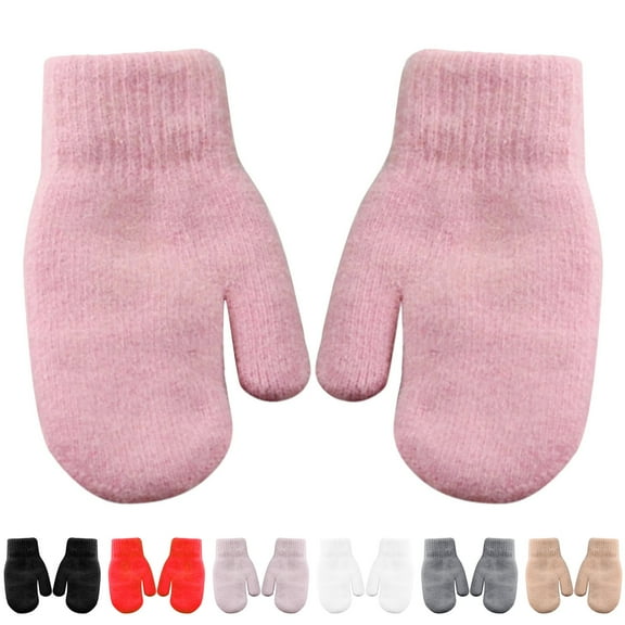 Thermal Insulated Double Layer Winter Mittens For Women Stretchy Soft Thickened Cold Weather Riding Gloves Solid Color