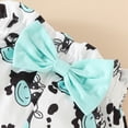 thumbnail image 7 of Kaprioy Girls Summer Outfits Cute Ruffle Sleeve Cow Print Romper Shorts Set Soft Infant Newborns Toddlers Outfits, 7 of 7
