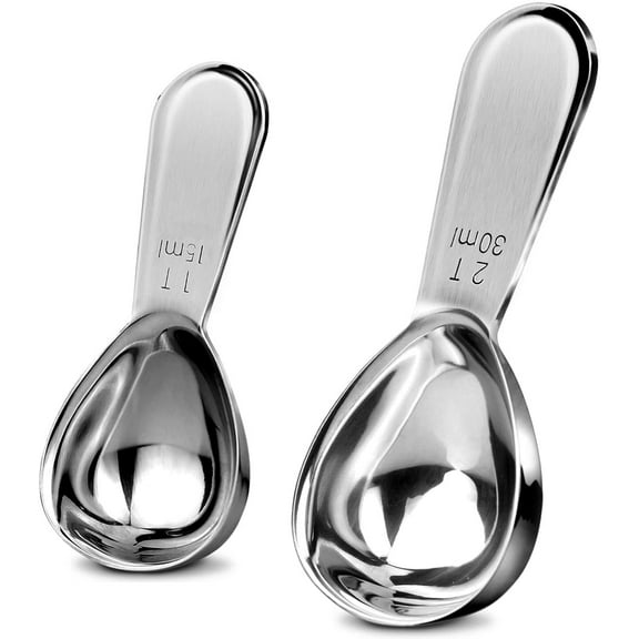 "1Easylife Endurance 18/8 Stainless Steel Coffee Scoops Set, 2 Piece Ergonomic Measuring Spoons, 1 Tbsp & 2 Tbsp Exact"