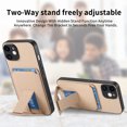 thumbnail image 6 of Magnetic Carbon Fiber Case for iPhone 12 with Holder Kickstand, Fiber Texture Wallet Phone Case with Card Holder Durable Military Grade Protection Cover for iPhone 12, Khaki, 6 of 10