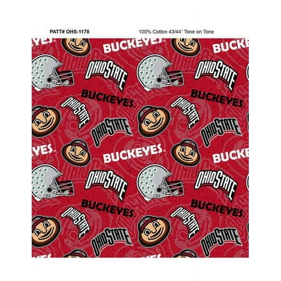 Fabrique Innovations Ohio State 43” Cotton Sewing & Craft Fabric By The Yard, Red