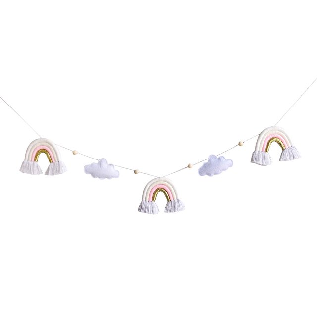 A Mano Manualidades De Bricolaje Nube De Viento Nórdico Decoración De Arco Iris Adornos De Cuerda De Cuentas De Madera Habitación De Los Niños Cuna Tienda Cama Cortina Decoración Advancent HA040742-06