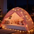 thumbnail image 1 of Carpa para cama individual para niños pequeños Sumbababy rosa con luces, 1 of 7
