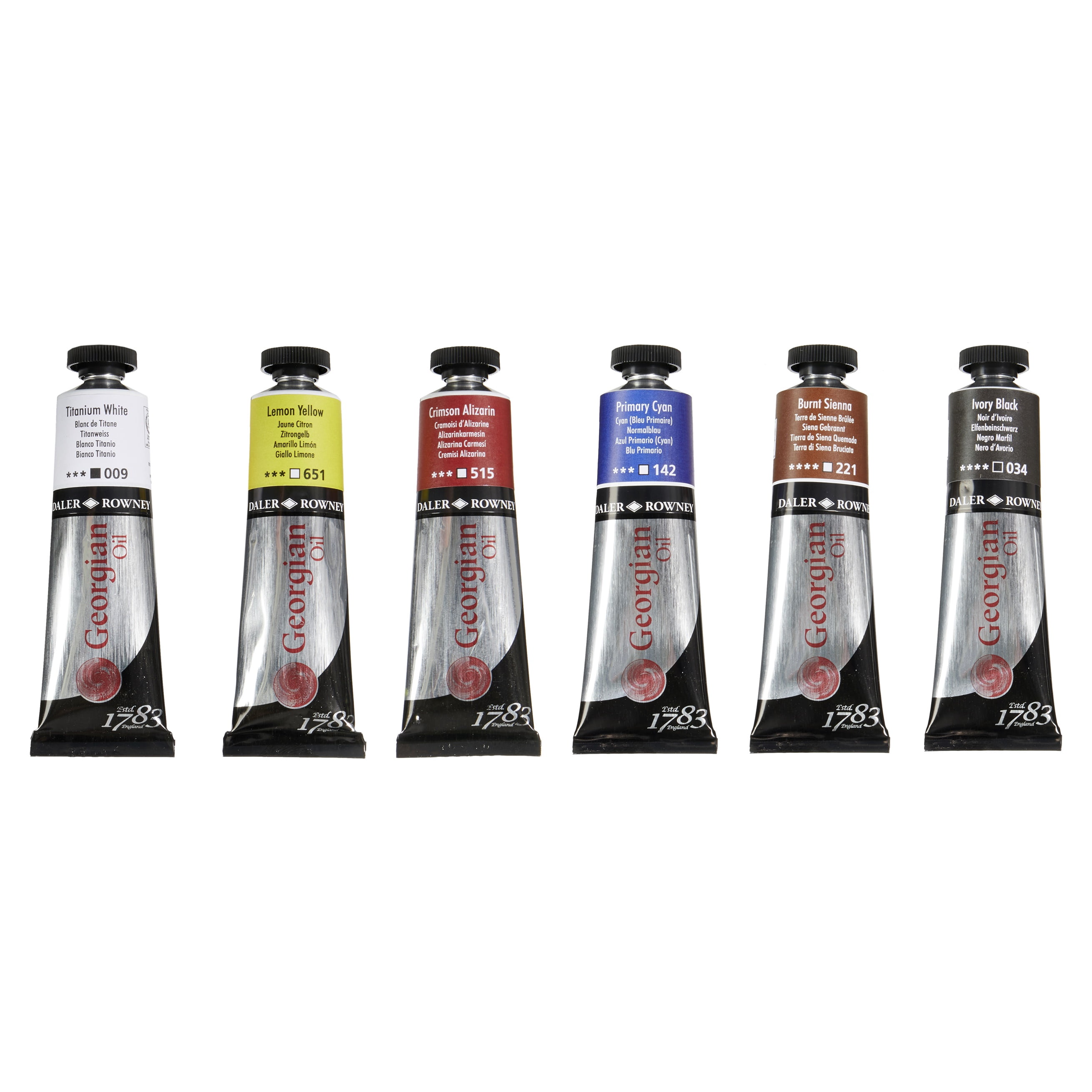 Daler-Rowney Georgian Oil Paint - Set of 6, Mixing Colors, 38 ml Tubes