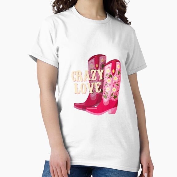 A Pair Of Cowboy Boots Decorated With Flowers And A Hand Art Unisex T-Shirt up to size 5XL