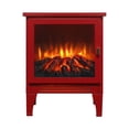 thumbnail image 3 of Miekor Furniture 18 inch Freestanding Electric Fireplace Stove heater with 3D Flame effect,Classic Red No.9021, 3 of 8