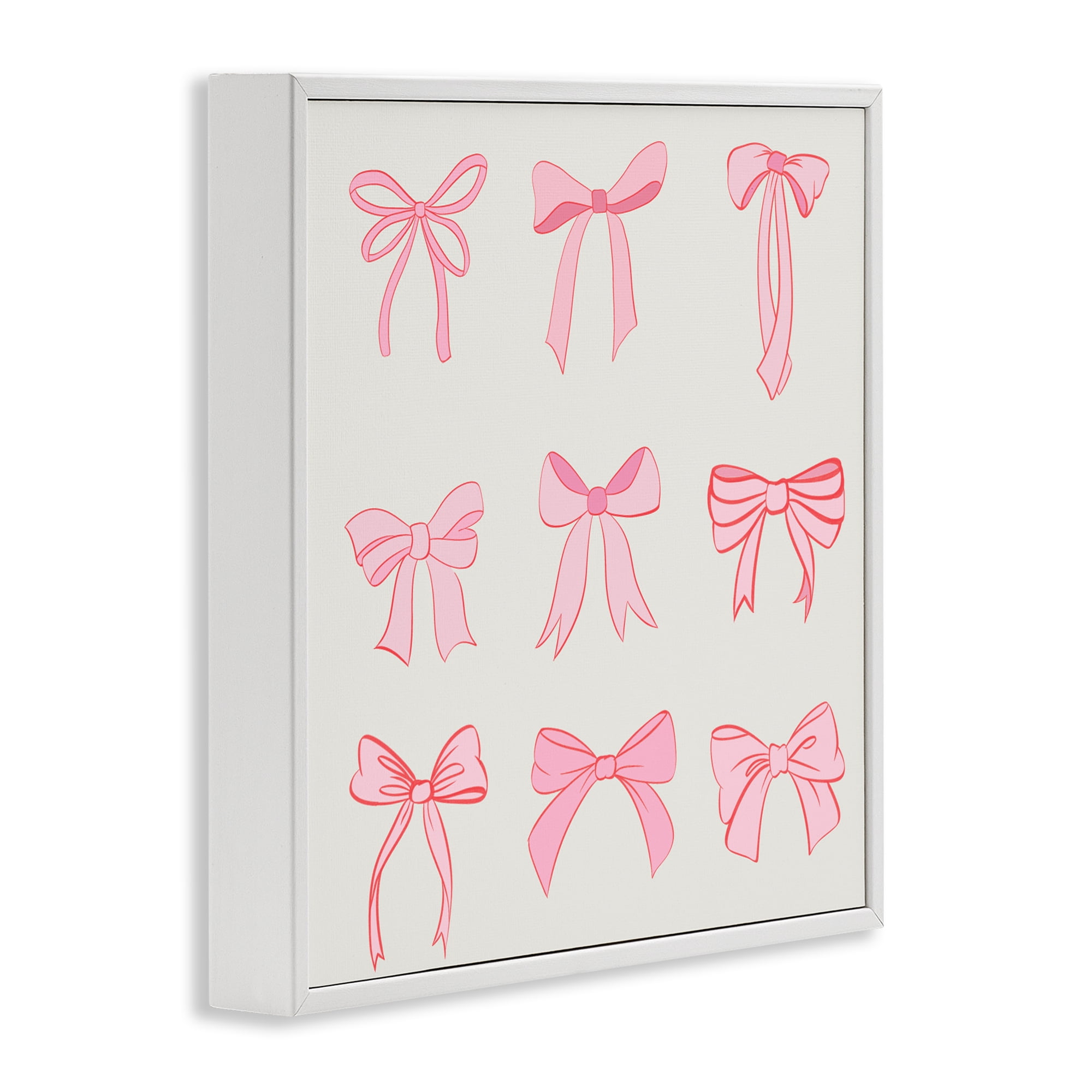 Stupell Industries Pink Coquette Ribbons White Framed Giclee Art, design by Emily Navas