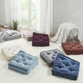 thumbnail image 5 of 20" Floor Pillow, Pouf Chenille Tufted Pillow with Scalloped Edge Design, Square Meditation Cushion Pad for Floor Seating, for Yoga, Meditation, Relaxation, Aqua, 5 of 6